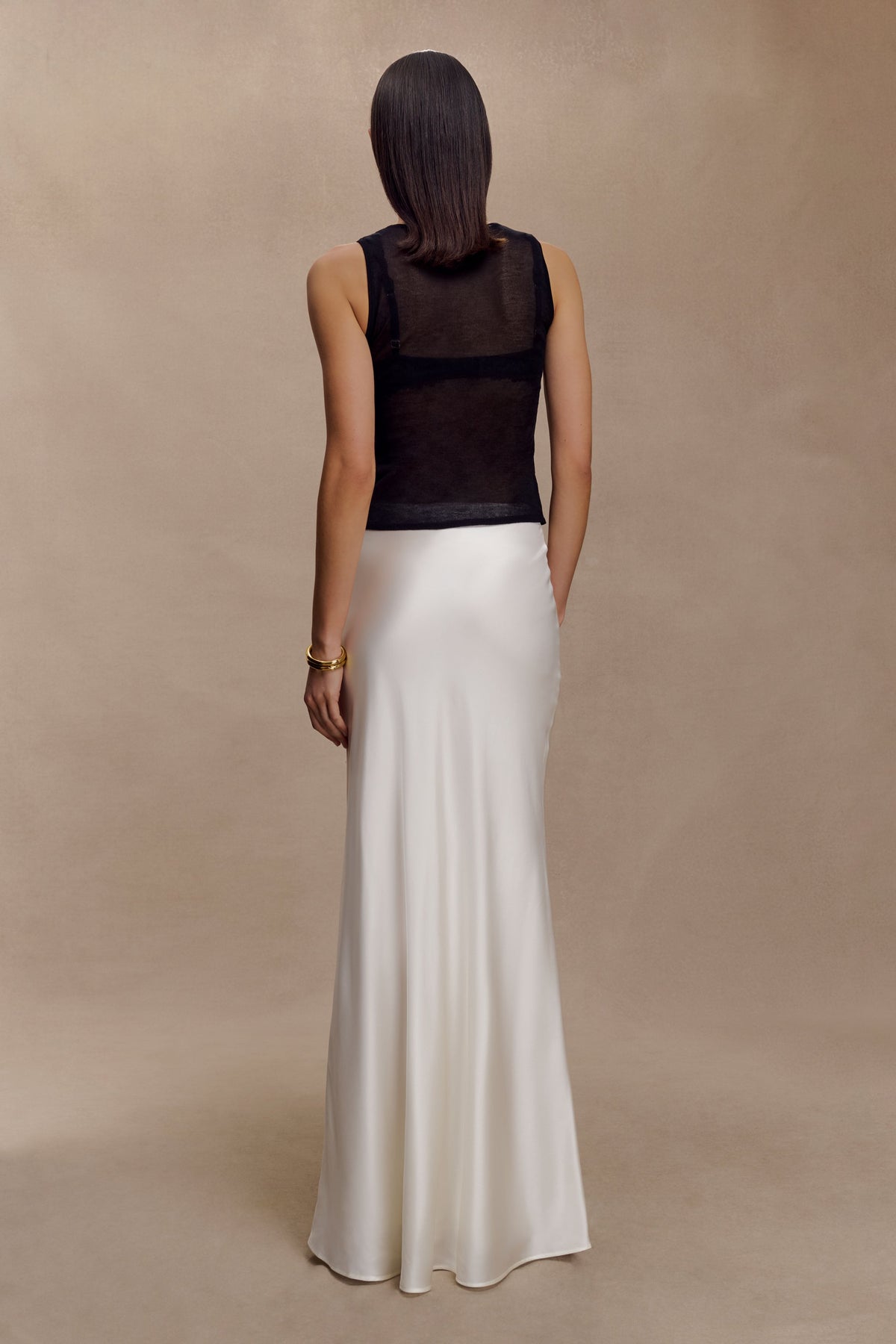 Silk Blend Maxi Skirt - Ivory