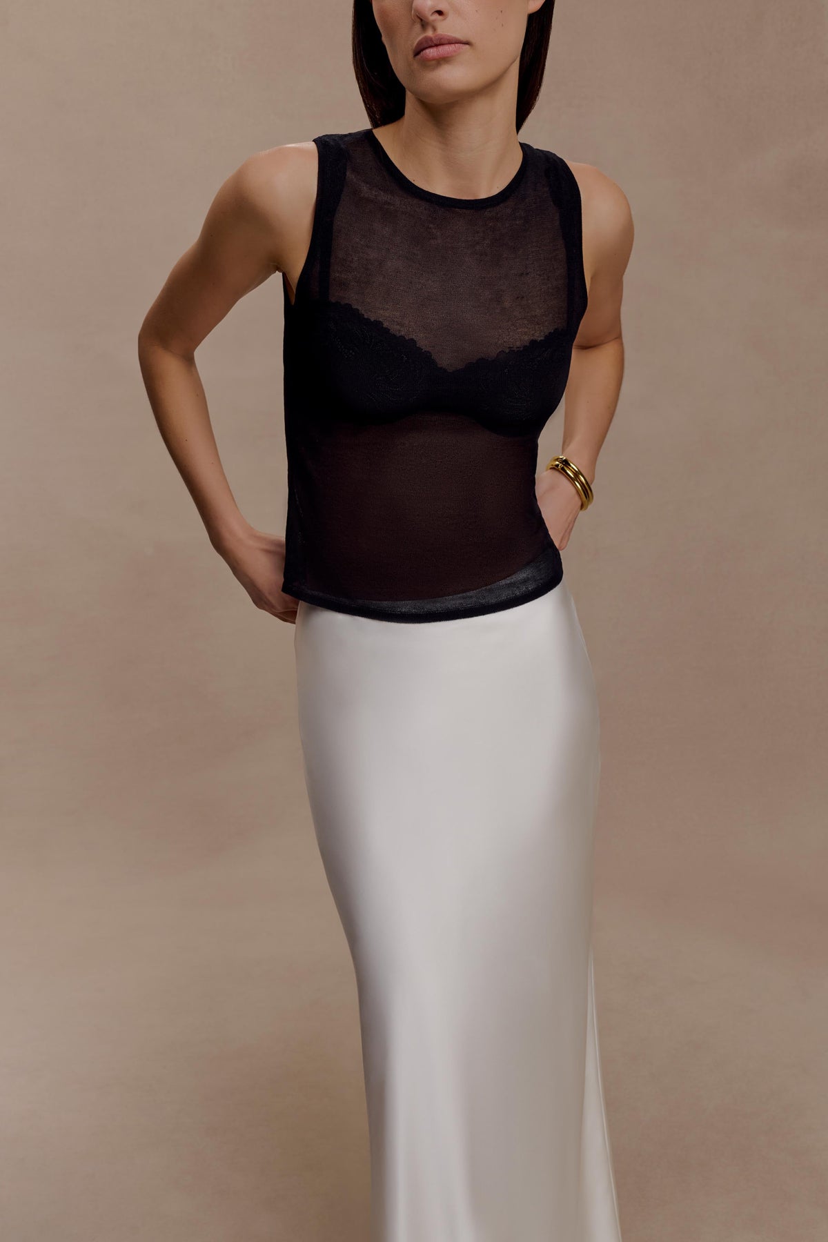 Silk Blend Maxi Skirt - Ivory