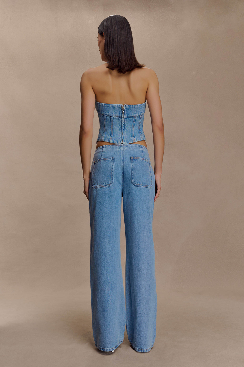Denim Corset Halter Top - Classic Blue