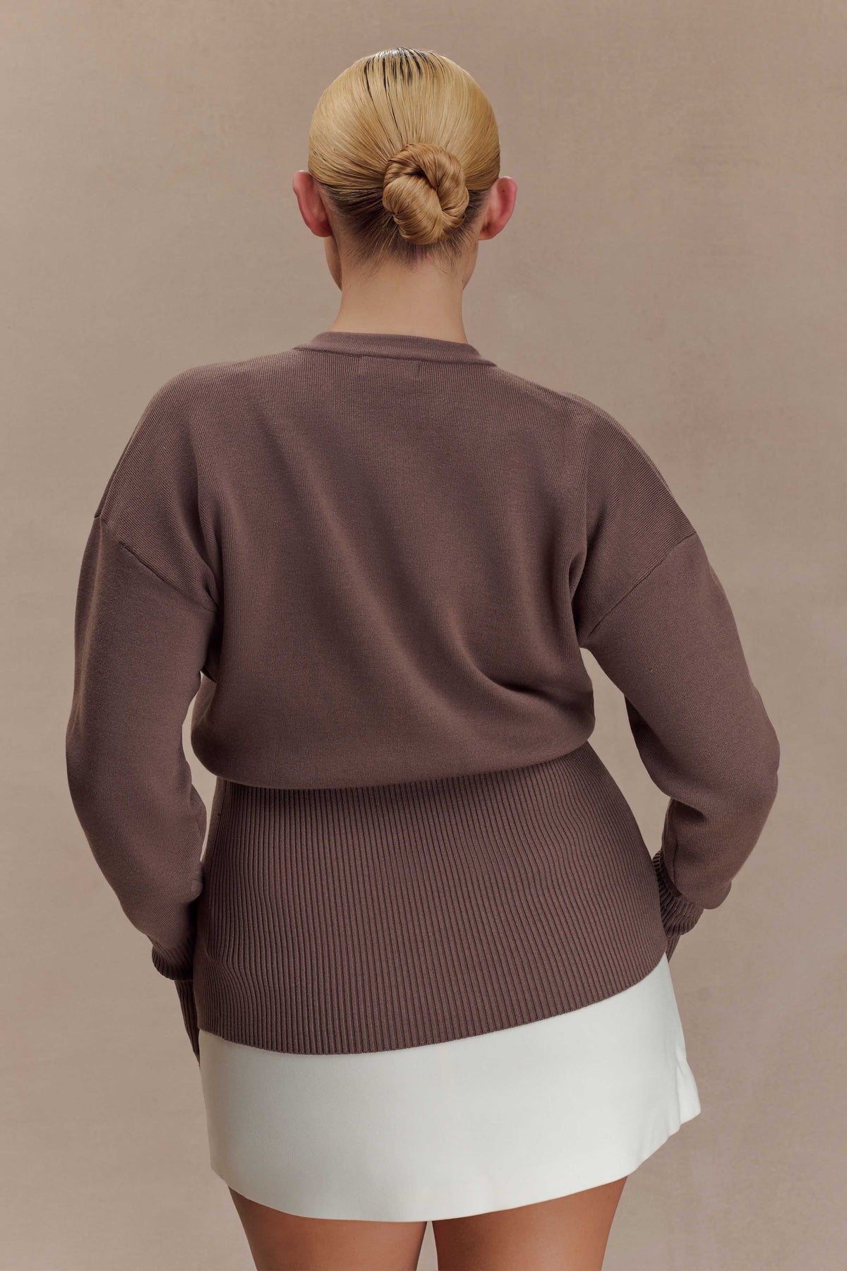 Statement Button Knit Cardigan - Cacao Brown
