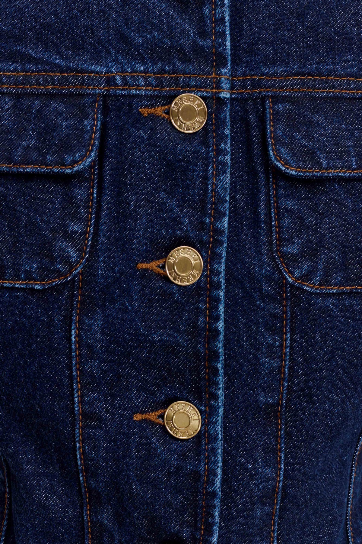 Fitted Denim Short Sleeve Top - Indigo Blue