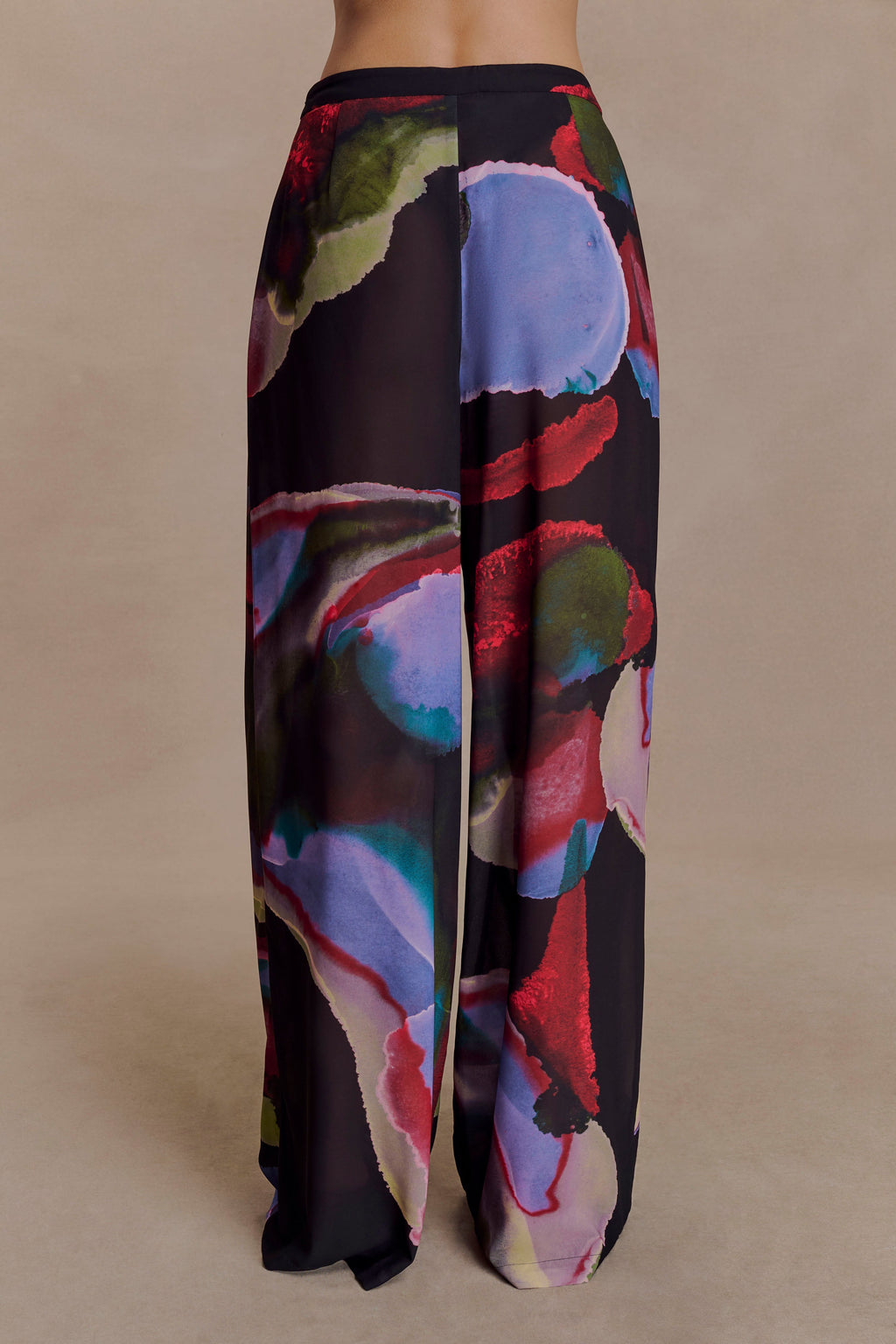 Chiffon Straight Leg Pants - Multi Fluid Reverie Print