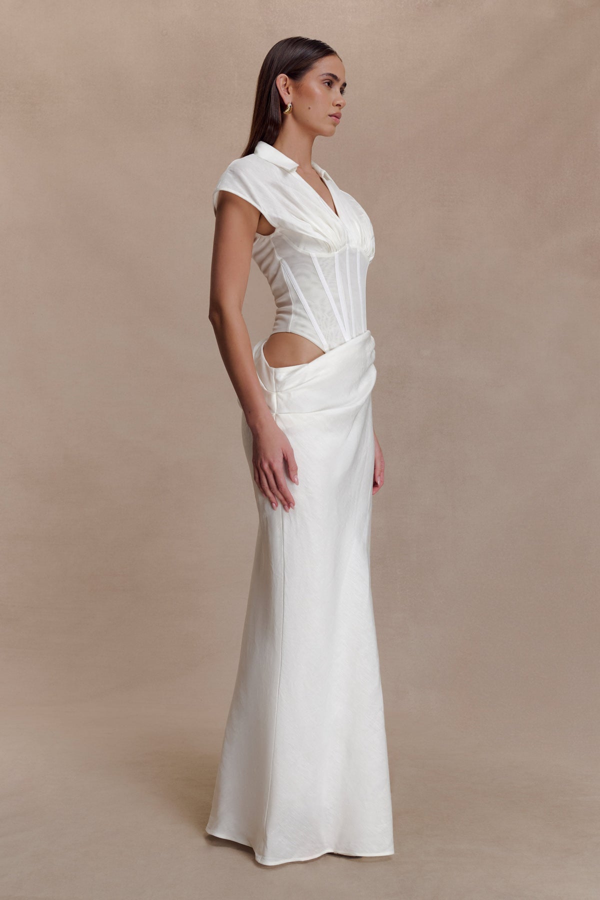 Shirt Corset Maxi Dress - White