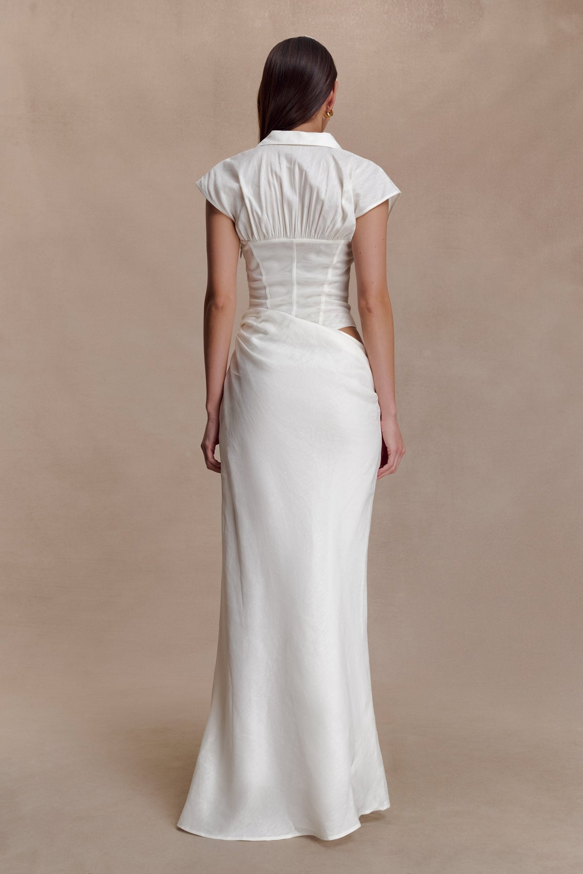 Shirt Corset Maxi Dress - White