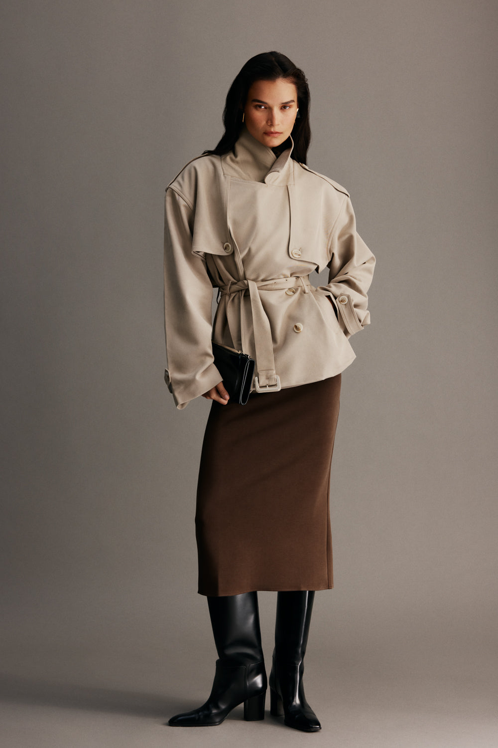 Short Trench Jacket - Pebble
