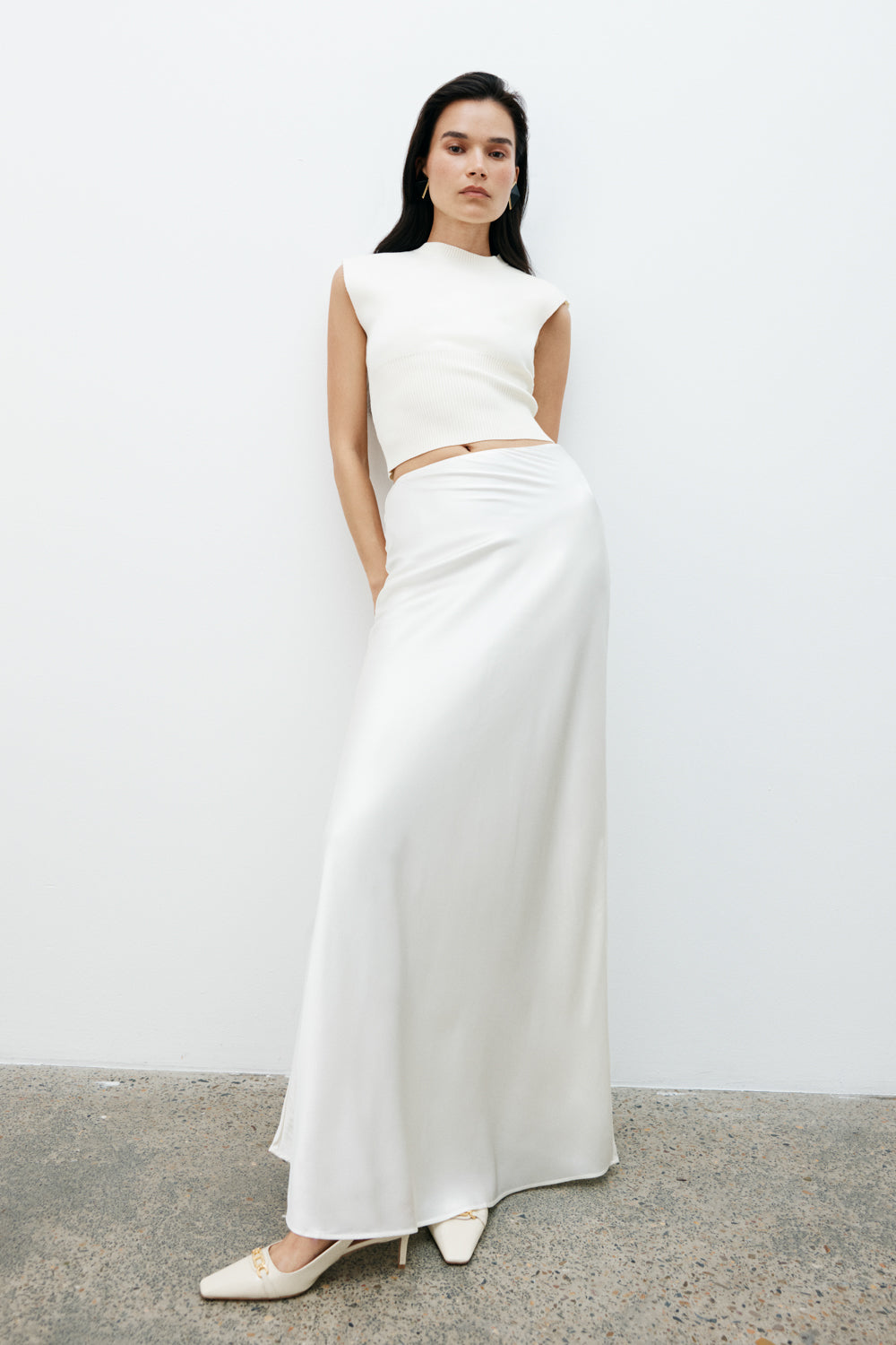 Silk Blend Maxi Skirt - Ivory