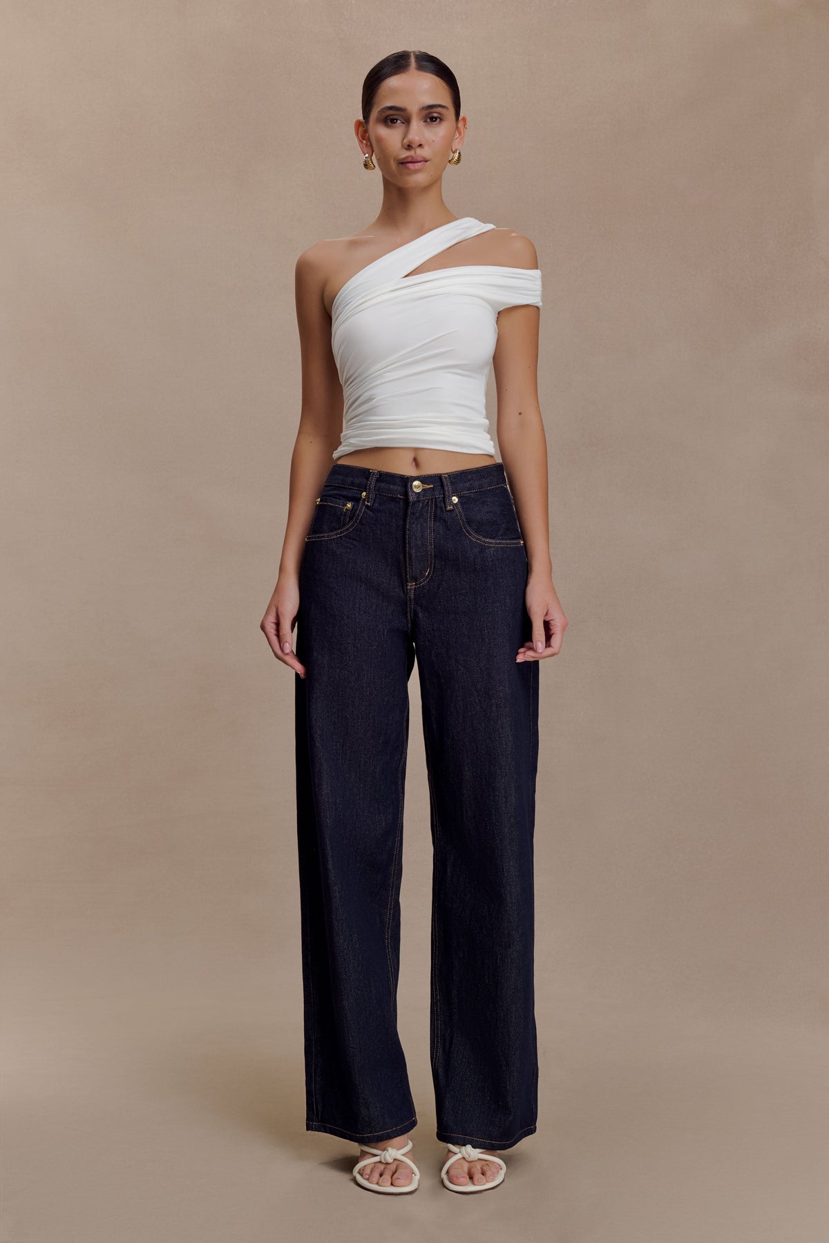 One Shoulder Modal Top - White