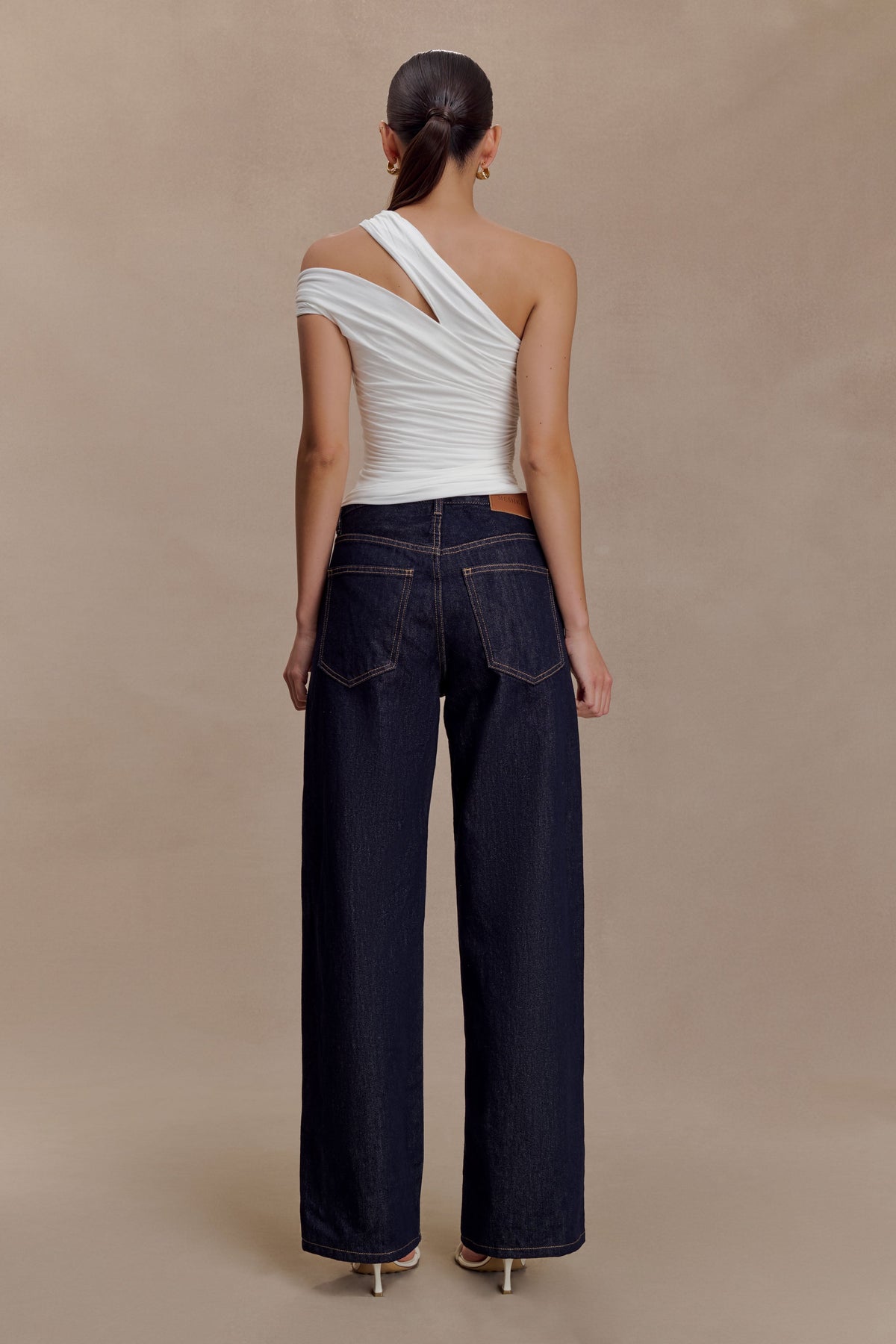 One Shoulder Modal Top - White