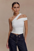 One Shoulder Modal Top - White