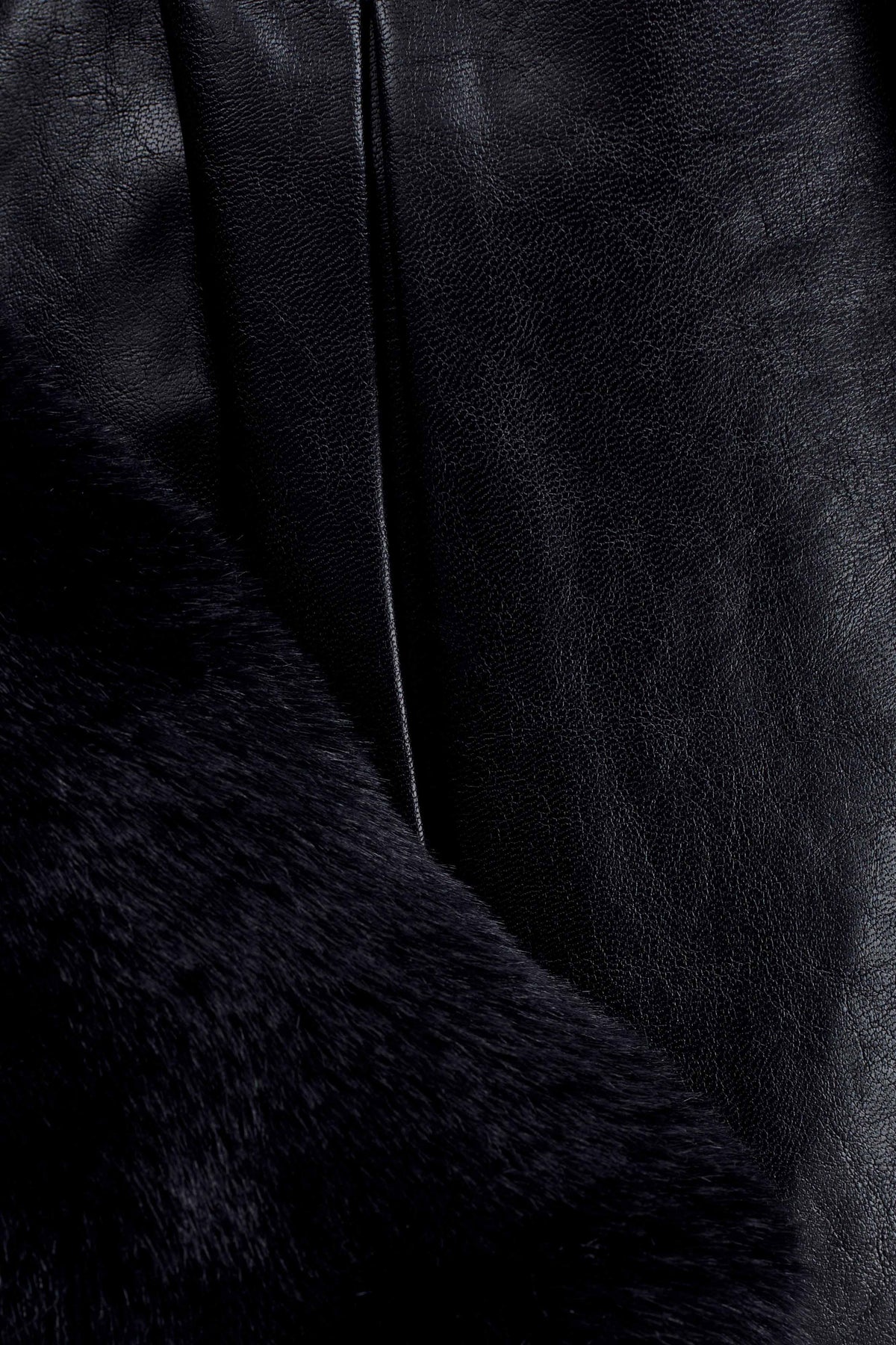 Faux Leather Trench Coat With Faux Fur – Black