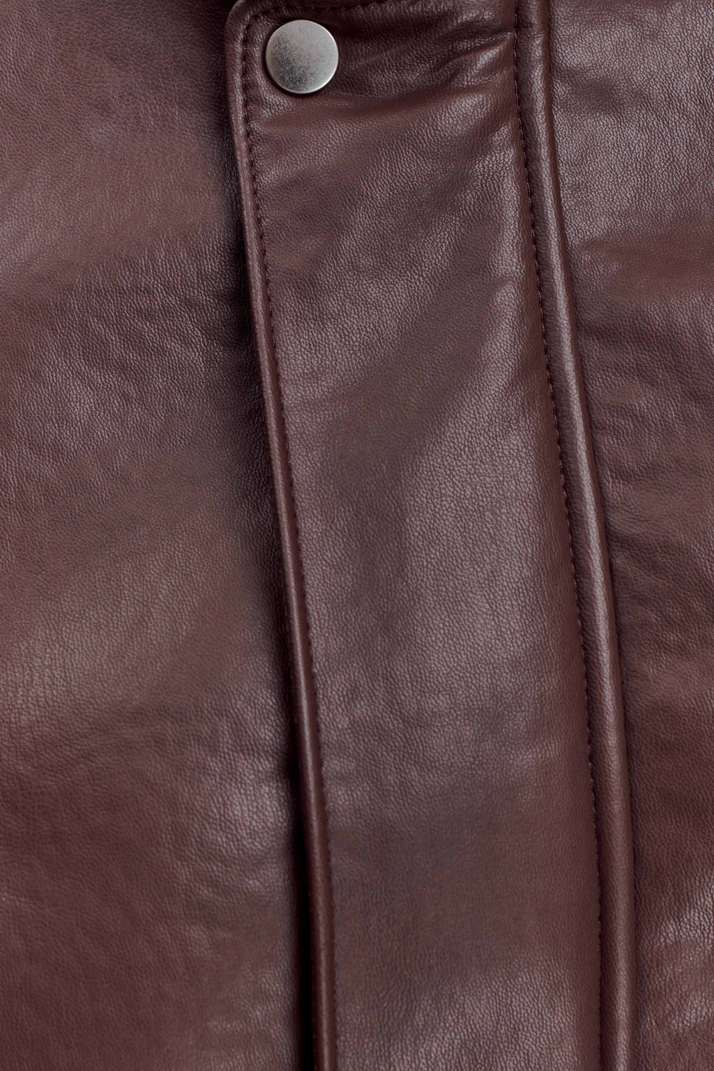 Faux Leather Bomber Jacket - Dark Chocolate