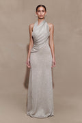 Knit Halter Maxi Dress - Silver