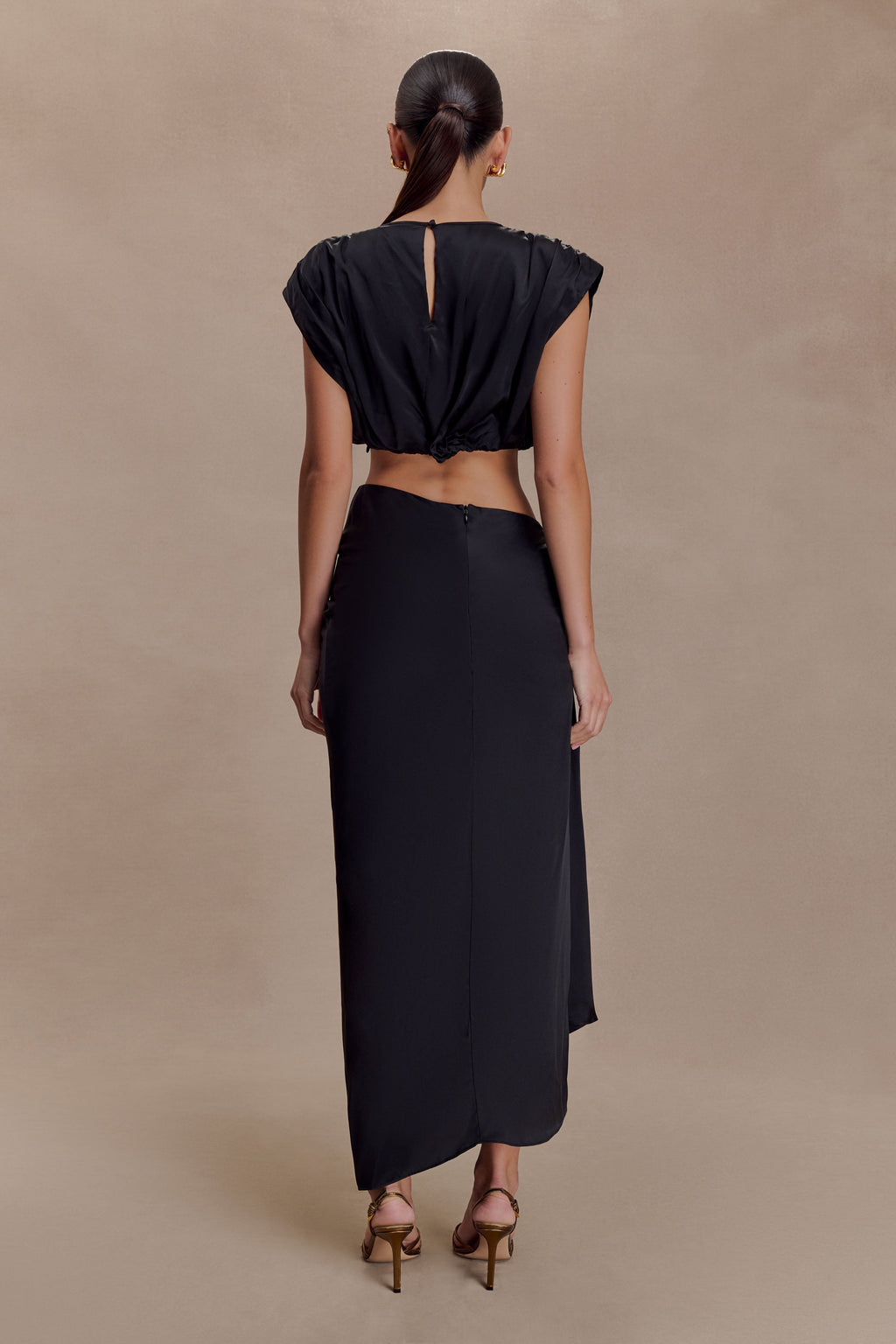 Silk Midi Skirt - Black