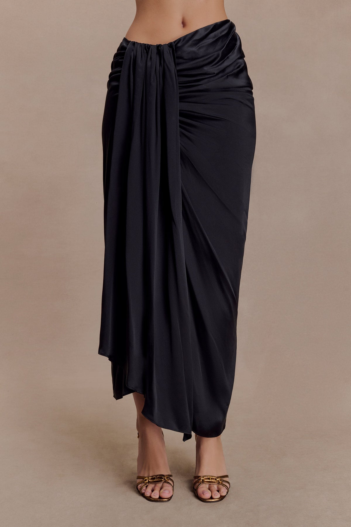 Silk Midi Skirt - Black