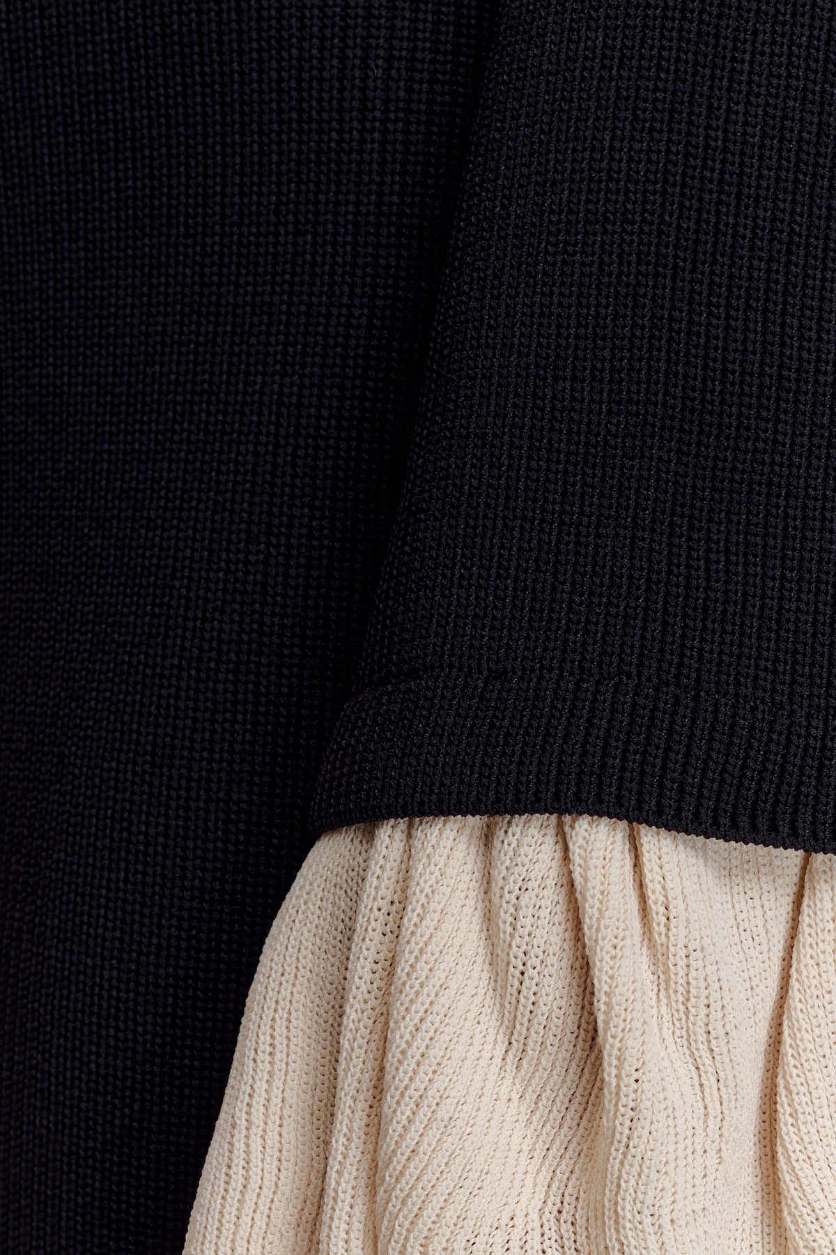 Ruffle Knit Midi Dress - Black