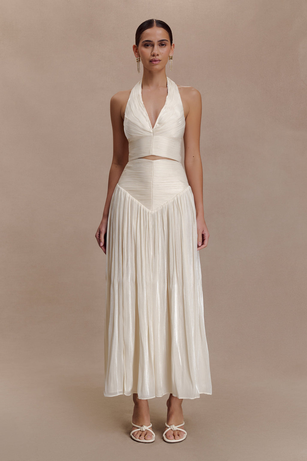 Gathered Midi Skirt - Opal White