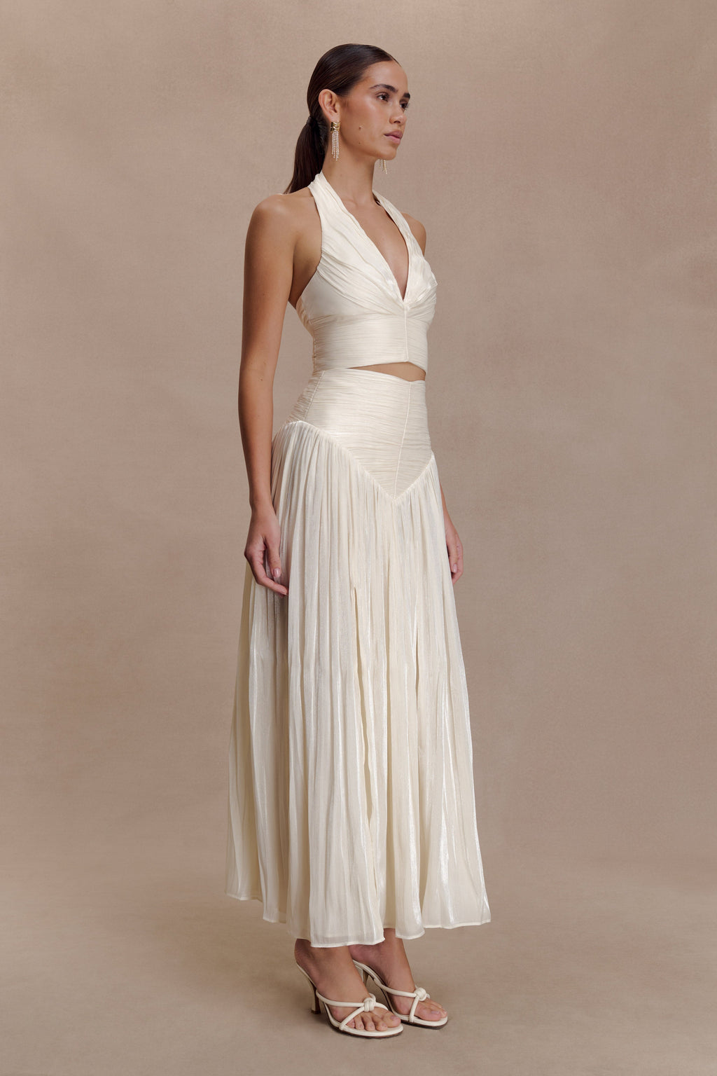 Gathered Midi Skirt - Opal White