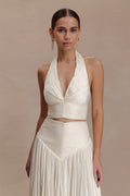 Gathered V Neck Top - Opal White