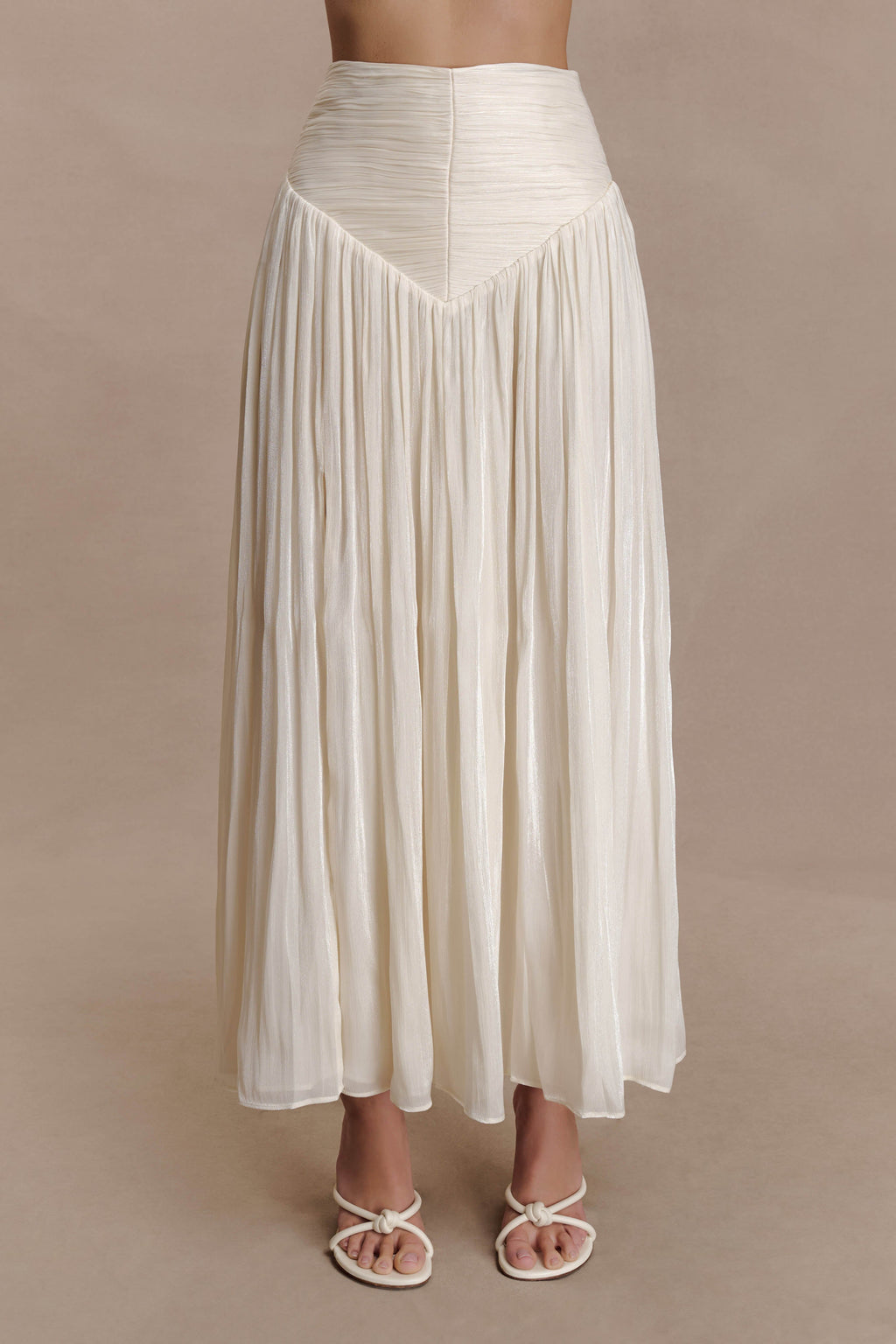 Gathered Midi Skirt - Opal White