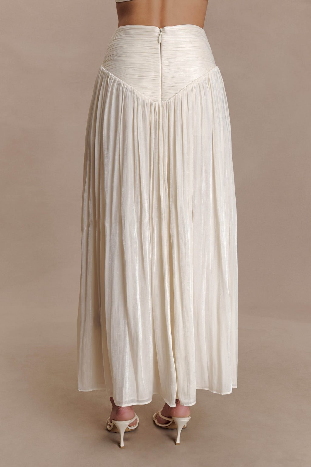 Gathered Midi Skirt - Opal White