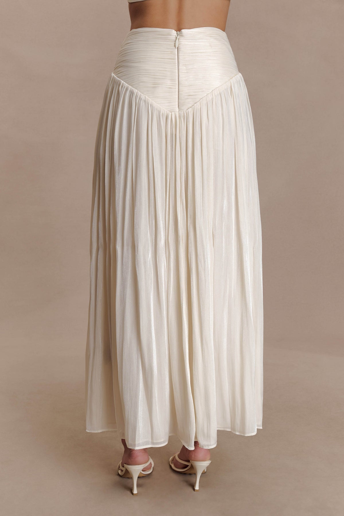 Gathered Midi Skirt - Opal White
