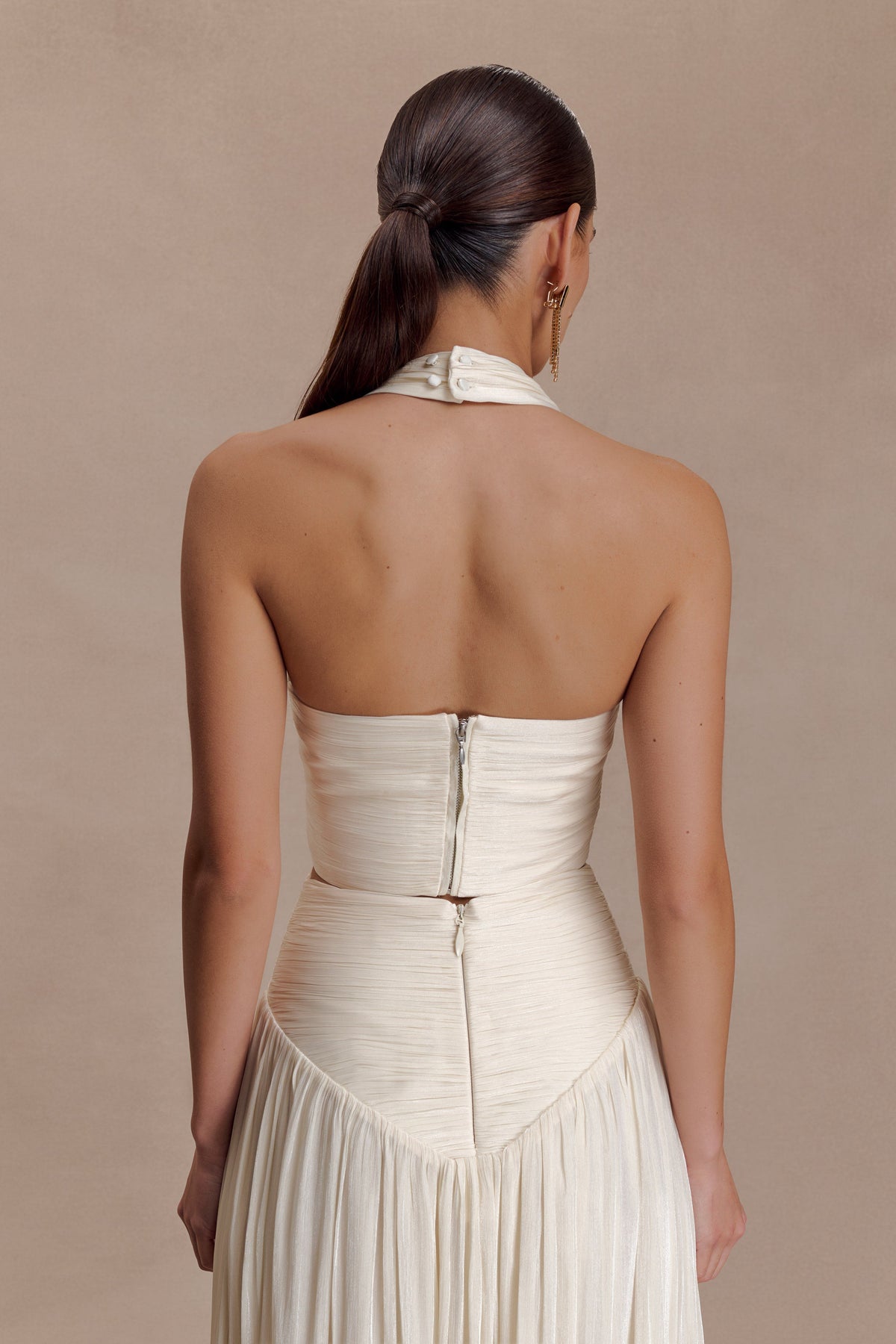 Gathered V Neck Top - Opal White