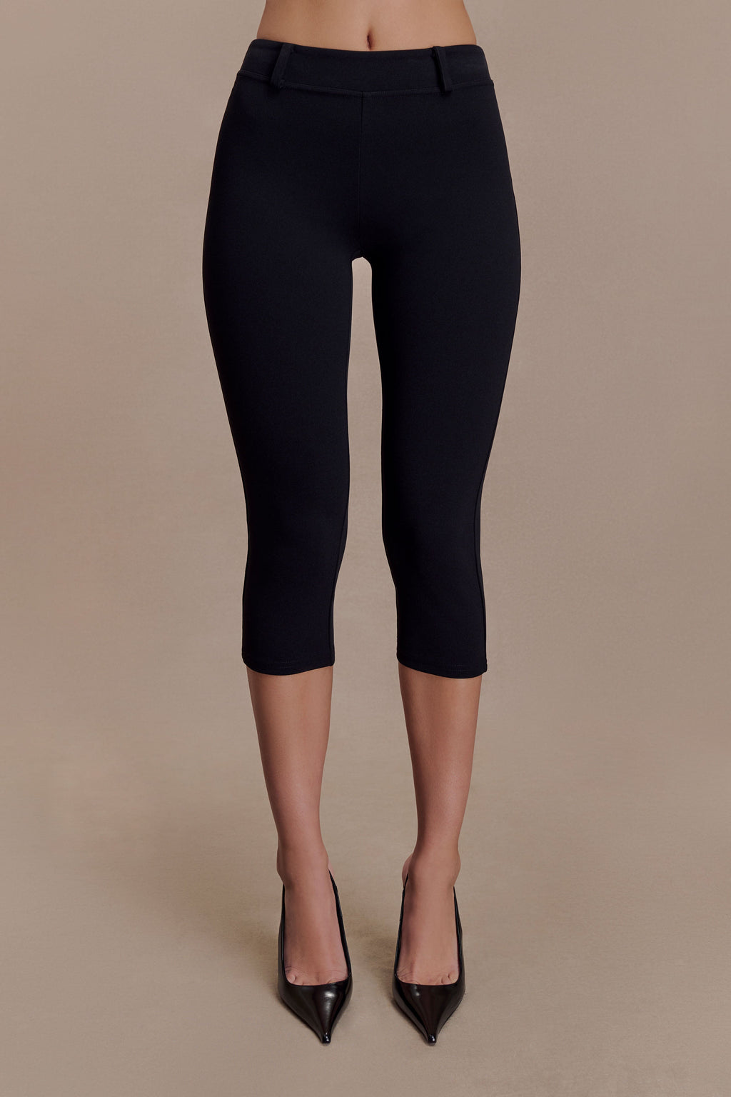 Stretch Crepe Capri Pants - Black
