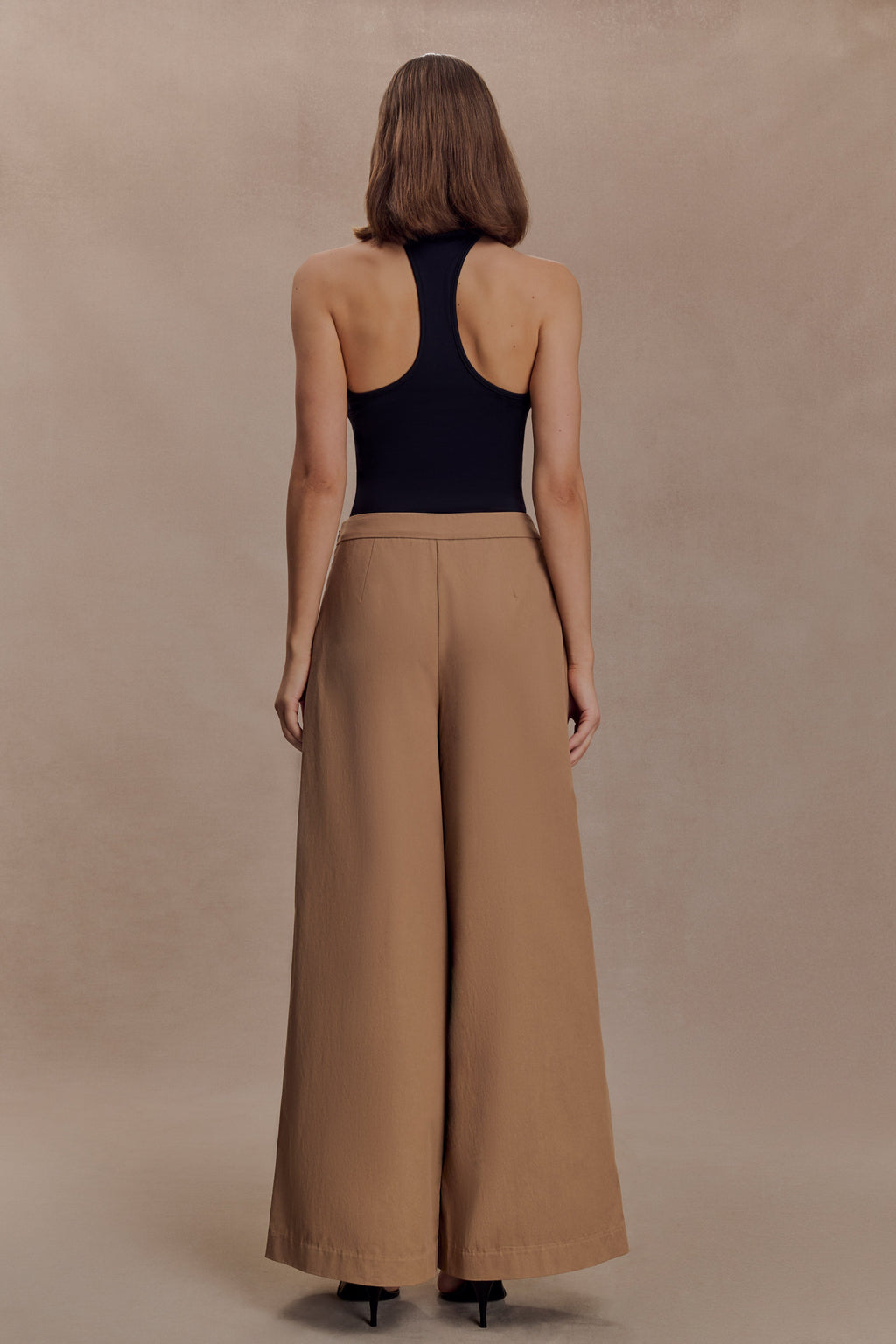 Draped Wide Leg Pants - Mocha