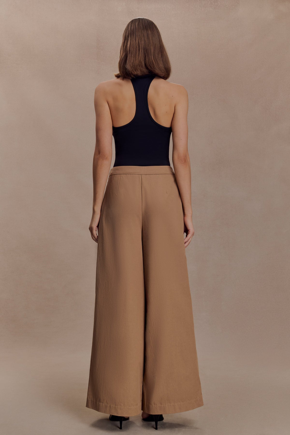 Draped Wide Leg Pants - Mocha