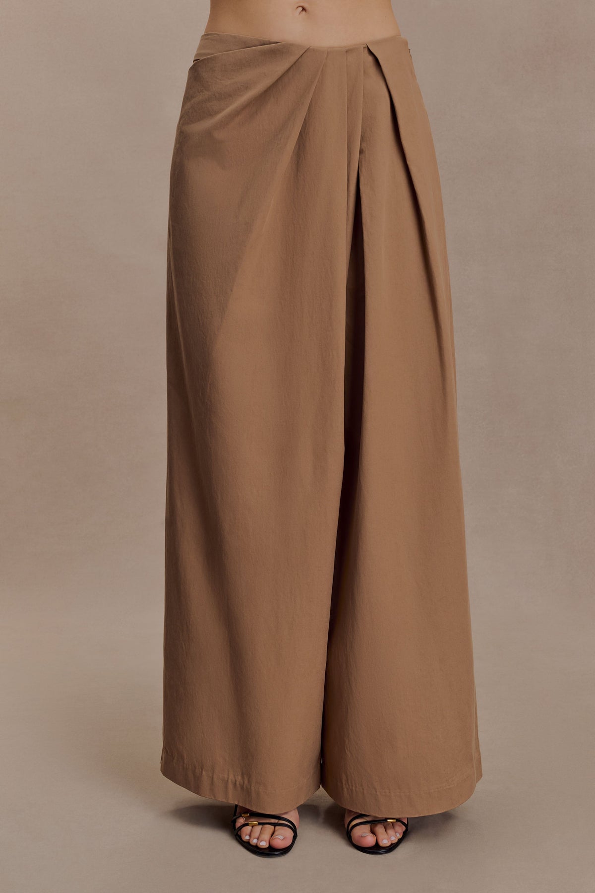 Draped Wide Leg Pants - Mocha