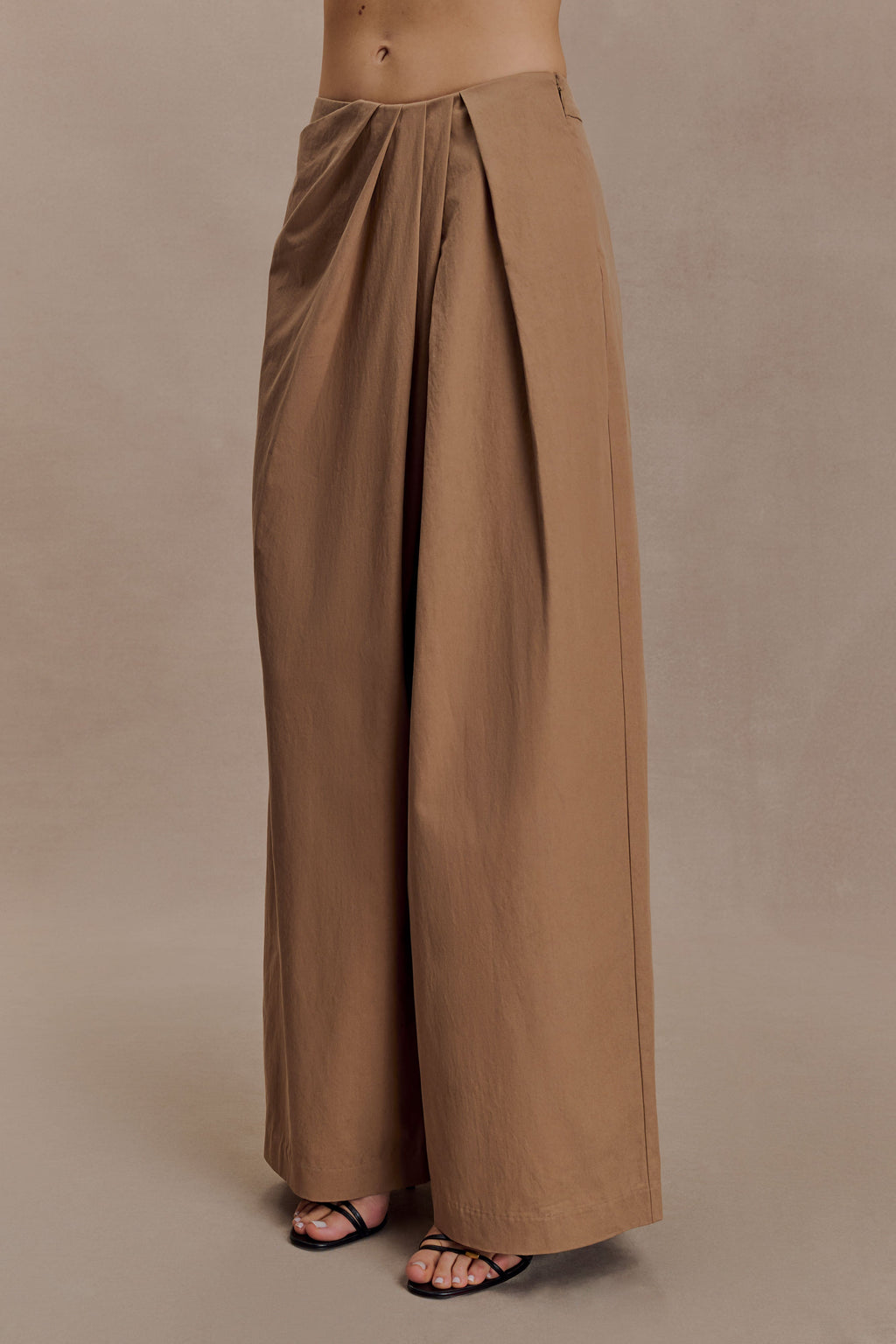 Draped Wide Leg Pants - Mocha