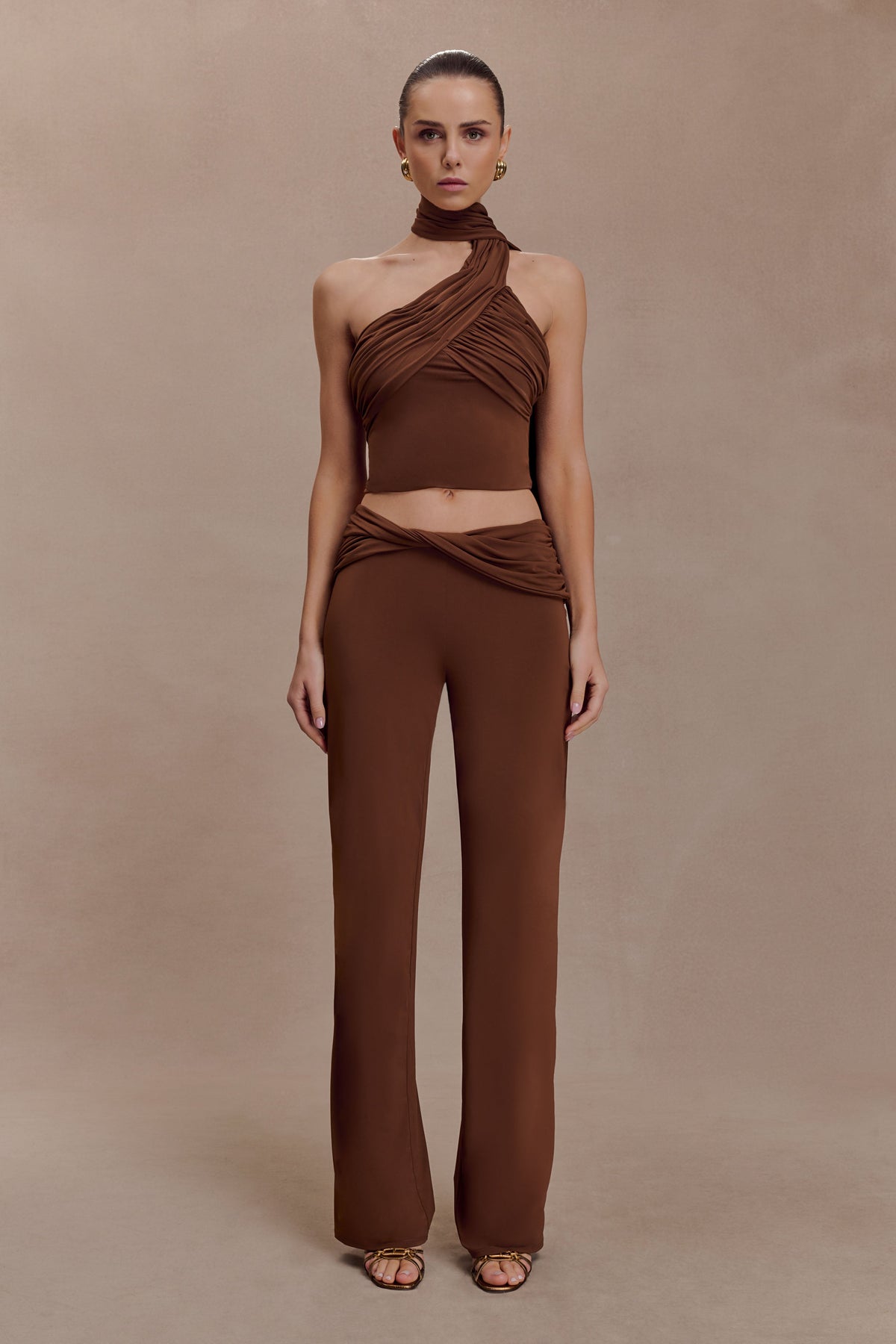 Slinky Straight Leg Pants - Chocolate
