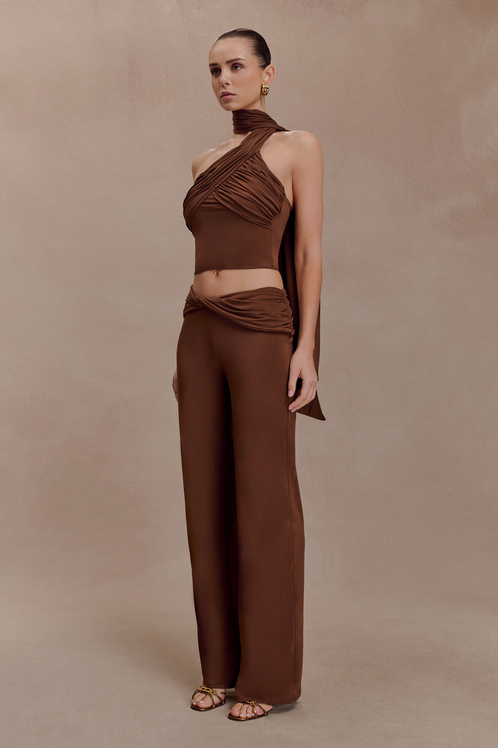 Slinky Straight Leg Pants - Chocolate