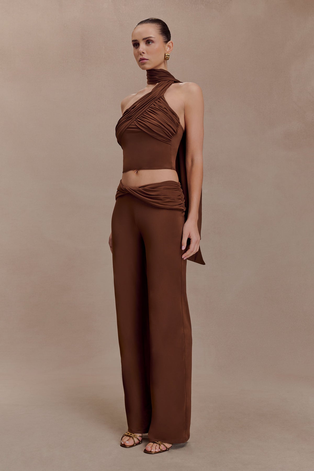Slinky Straight Leg Pants - Chocolate