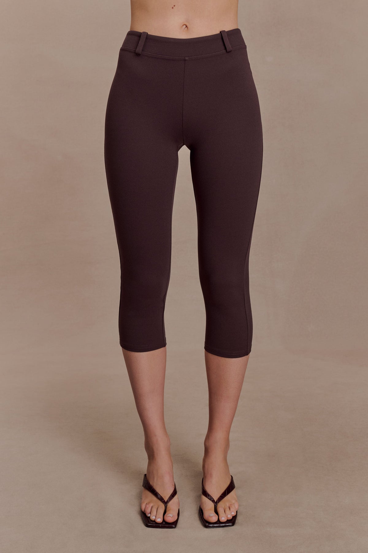 Stretch Crepe Capri Pants - Chocolate