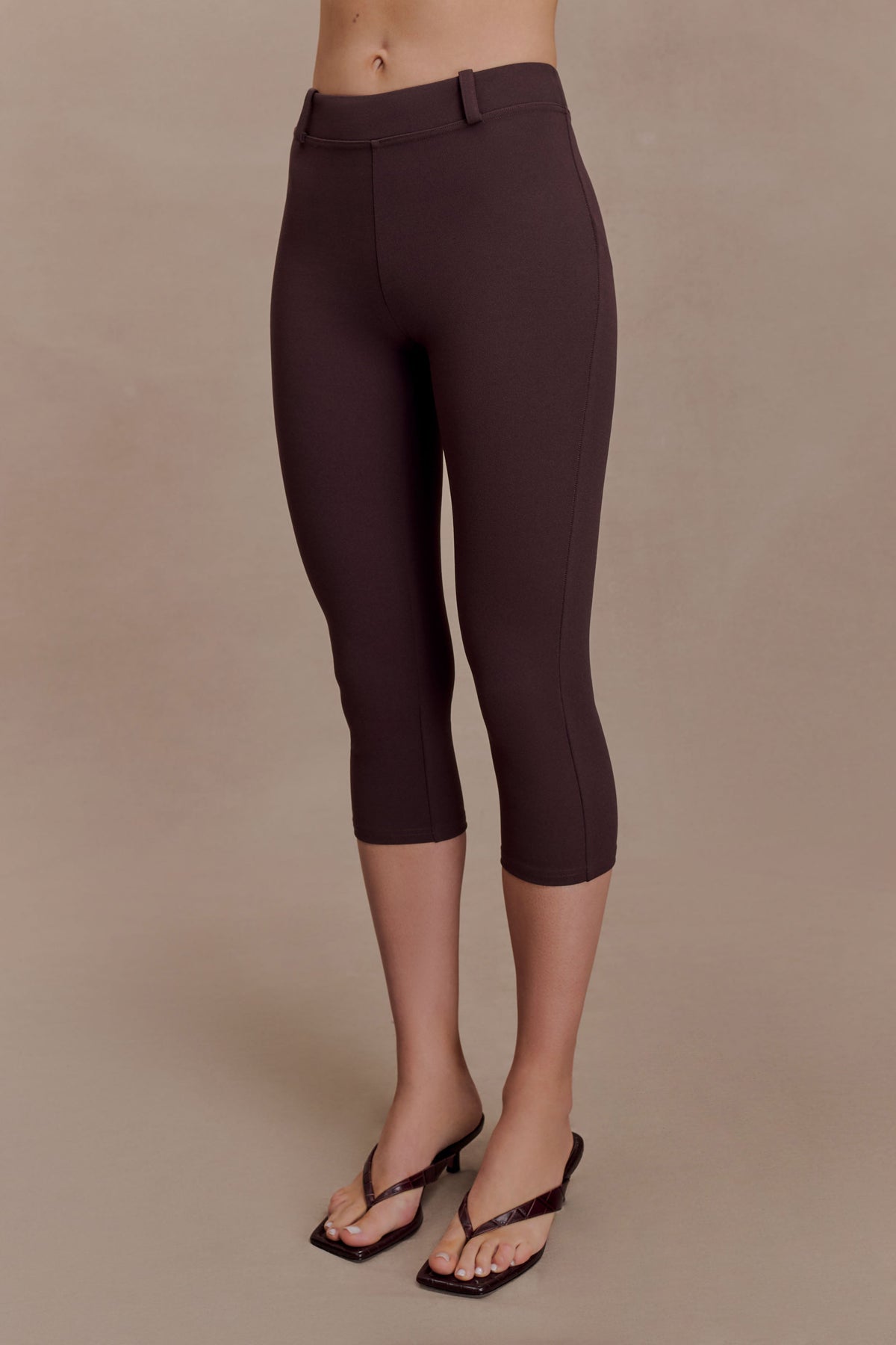 Stretch Crepe Capri Pants - Chocolate