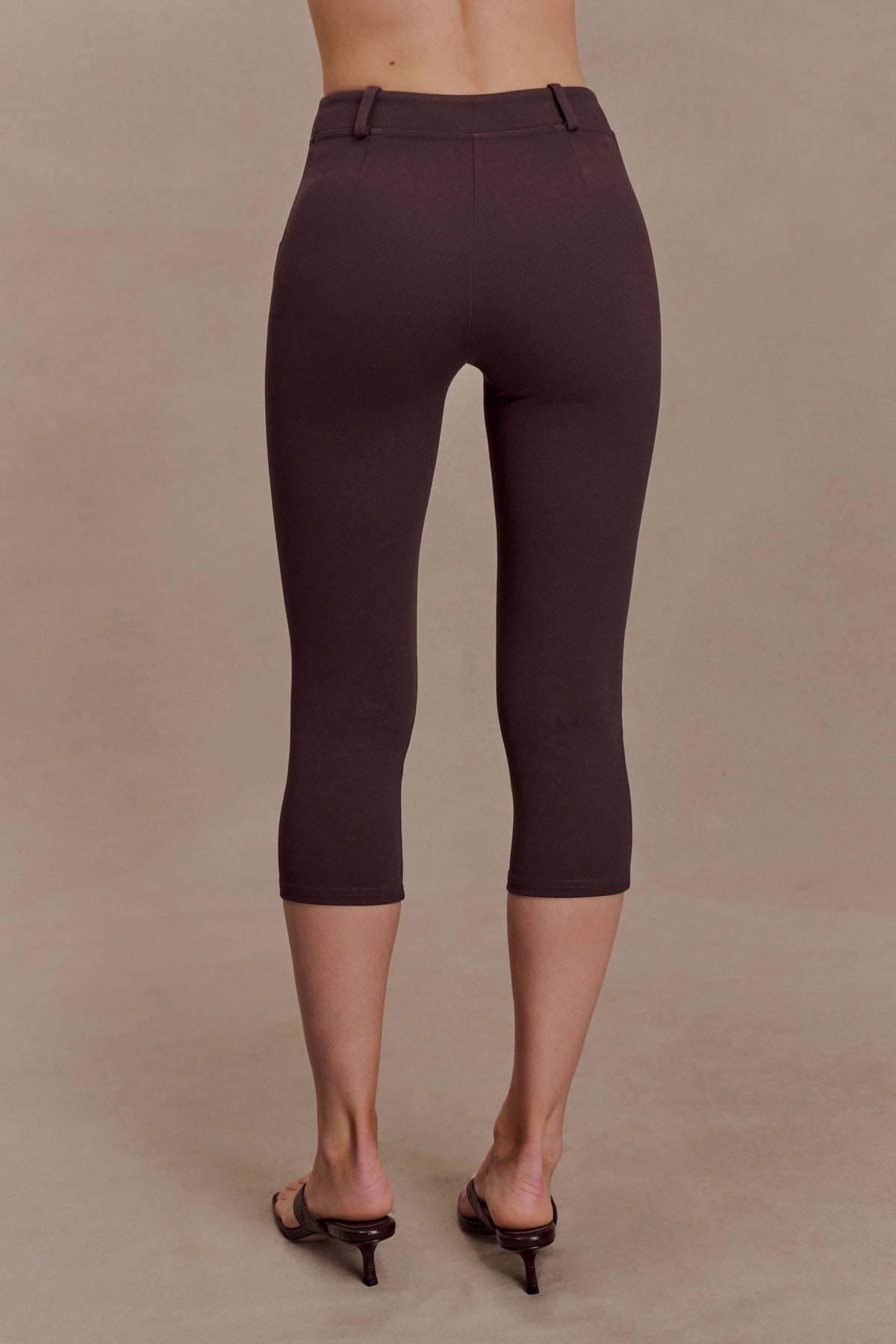 Stretch Crepe Capri Pants - Chocolate