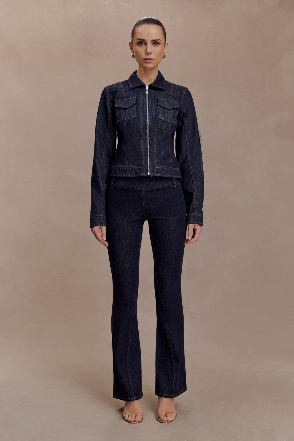 Cinched Jacket Top - Washed Indigo Blue