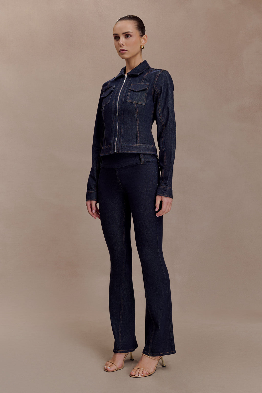 Cinched Jacket Top - Washed Indigo Blue