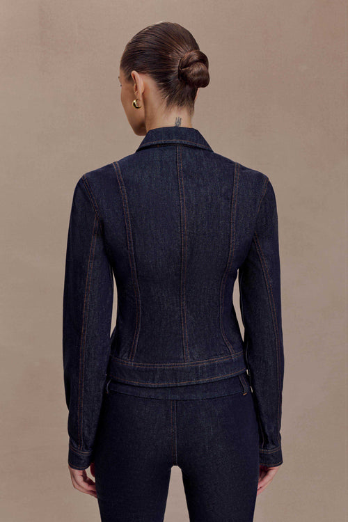 Cinched Jacket Top - Washed Indigo Blue