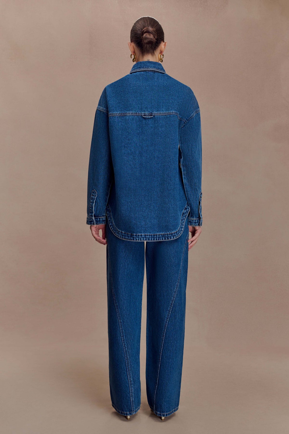Oversized Denim Shirt - Dark Blue