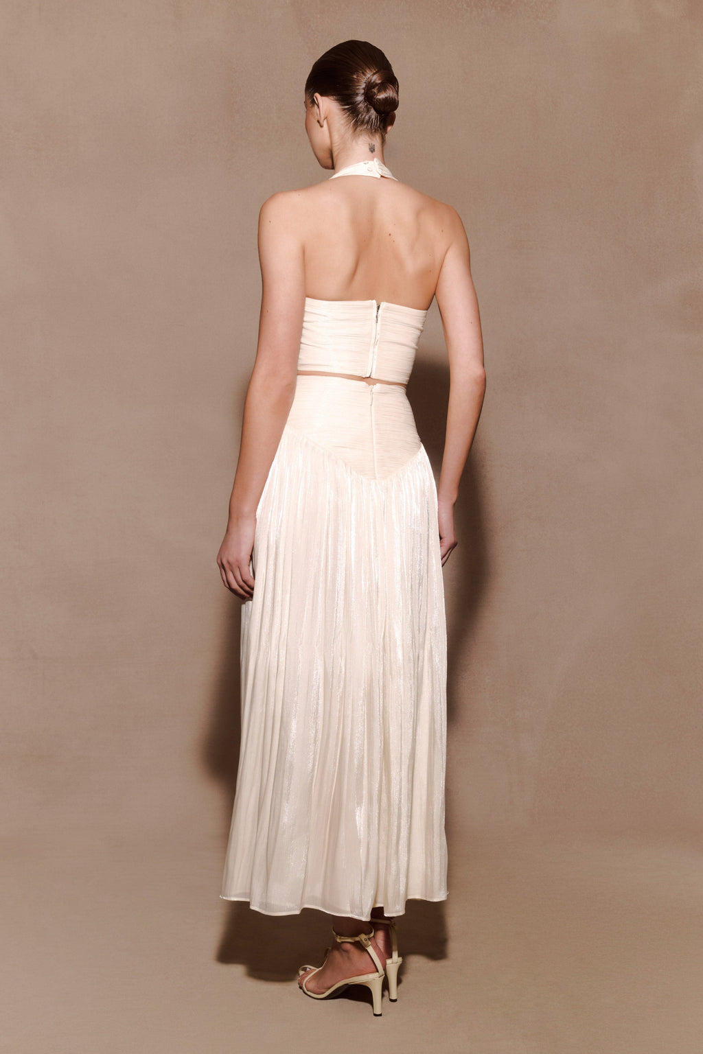 Gathered V Neck Top - Opal White