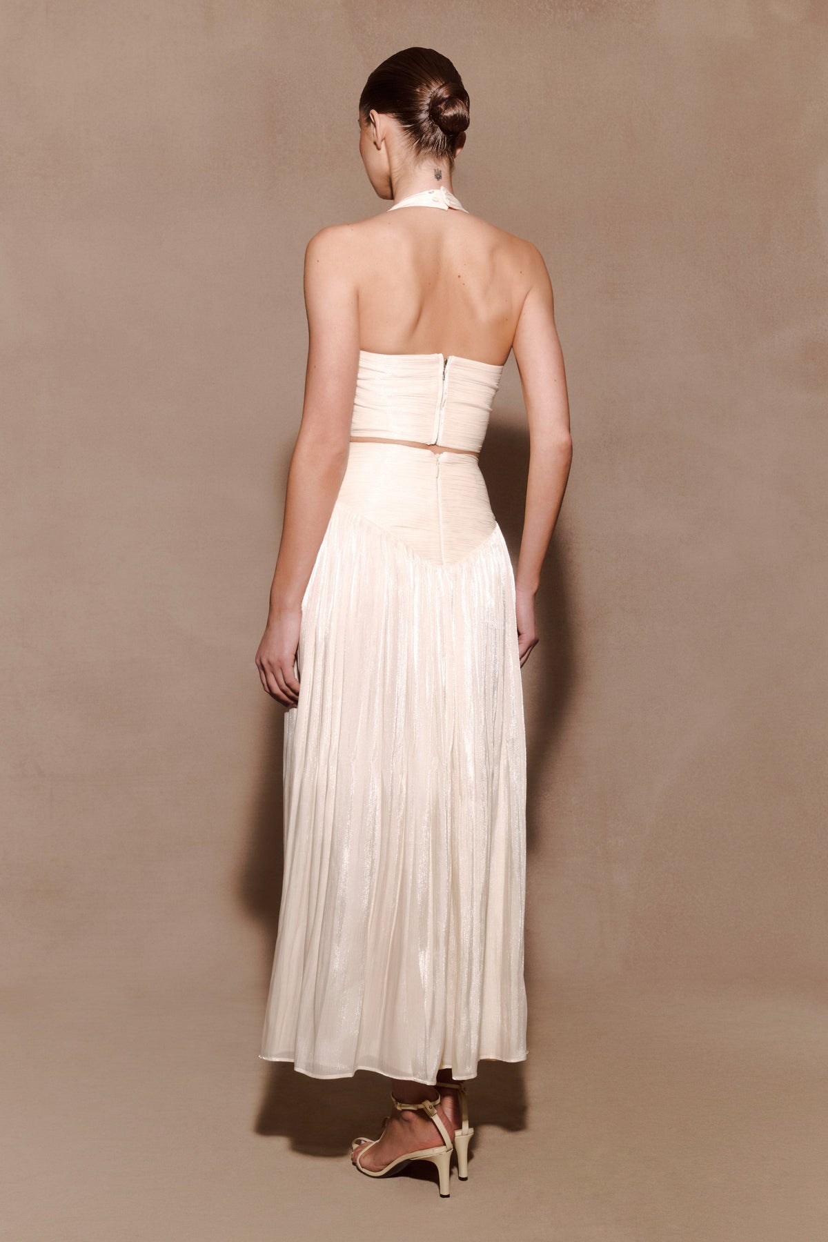 Gathered V Neck Top - Opal White