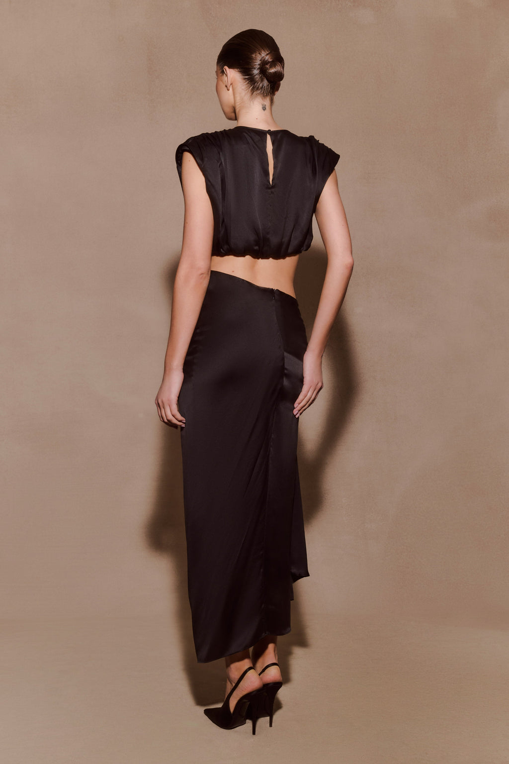 Silk Midi Skirt - Black