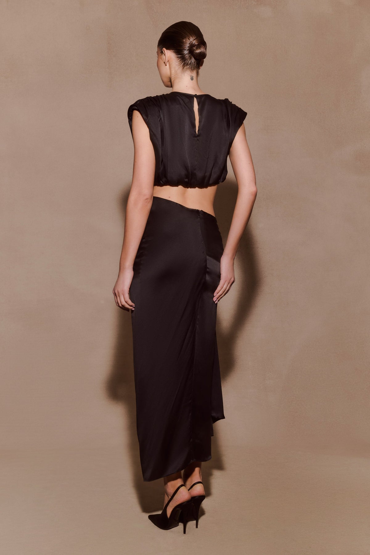Silk Midi Skirt - Black