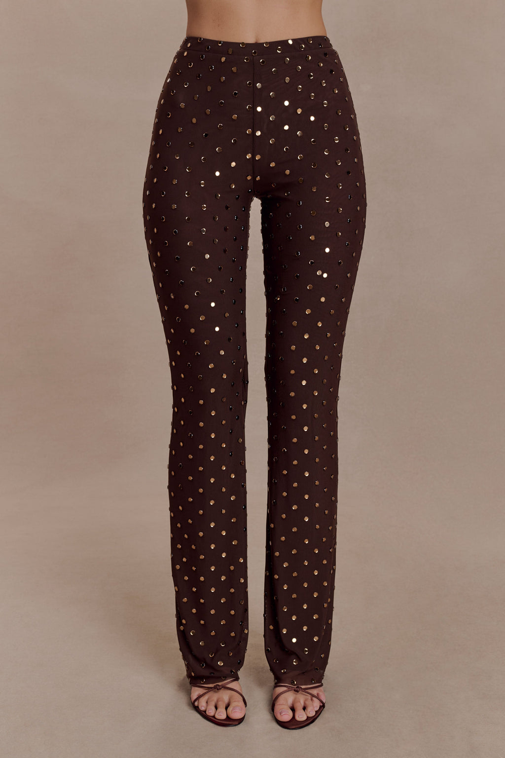 Diamante Straight Leg Pants - Chocolate