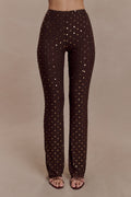Diamante Straight Leg Pants - Chocolate