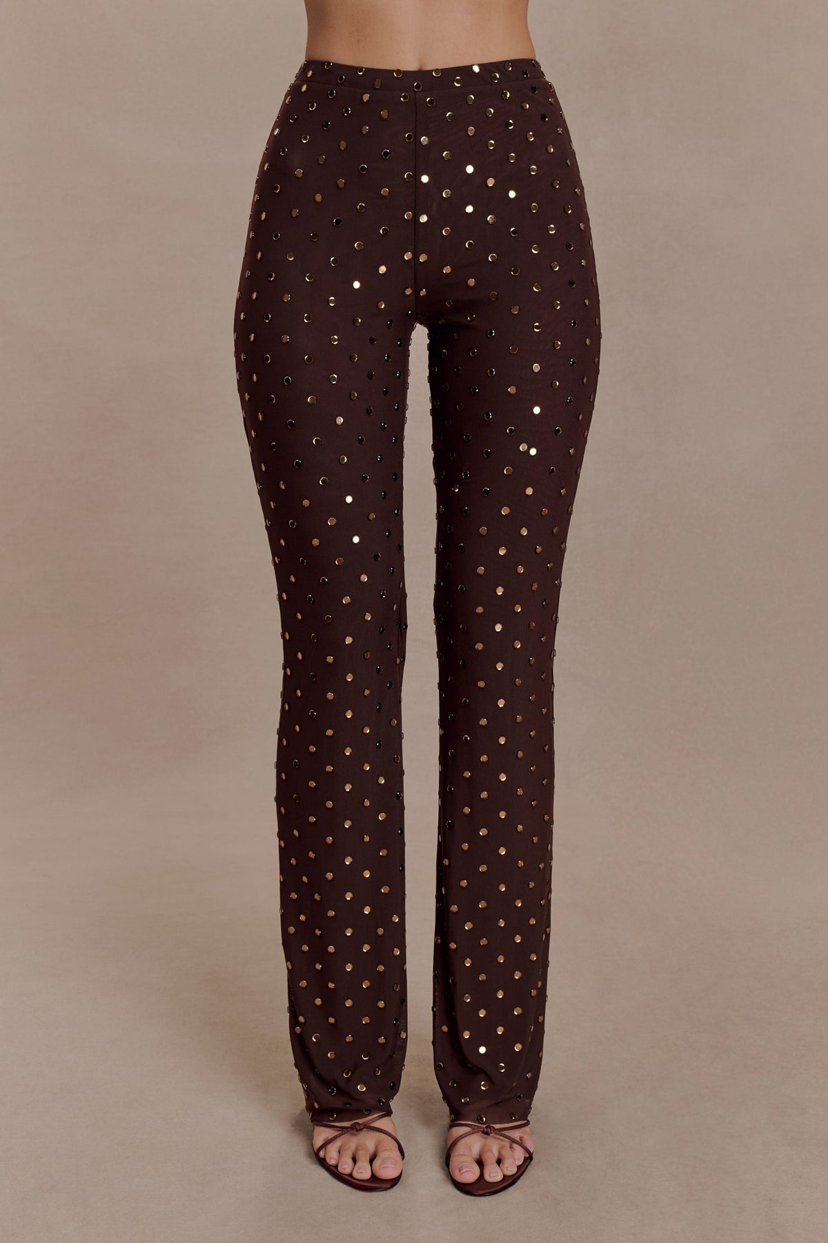 Diamante Straight Leg Pants - Chocolate