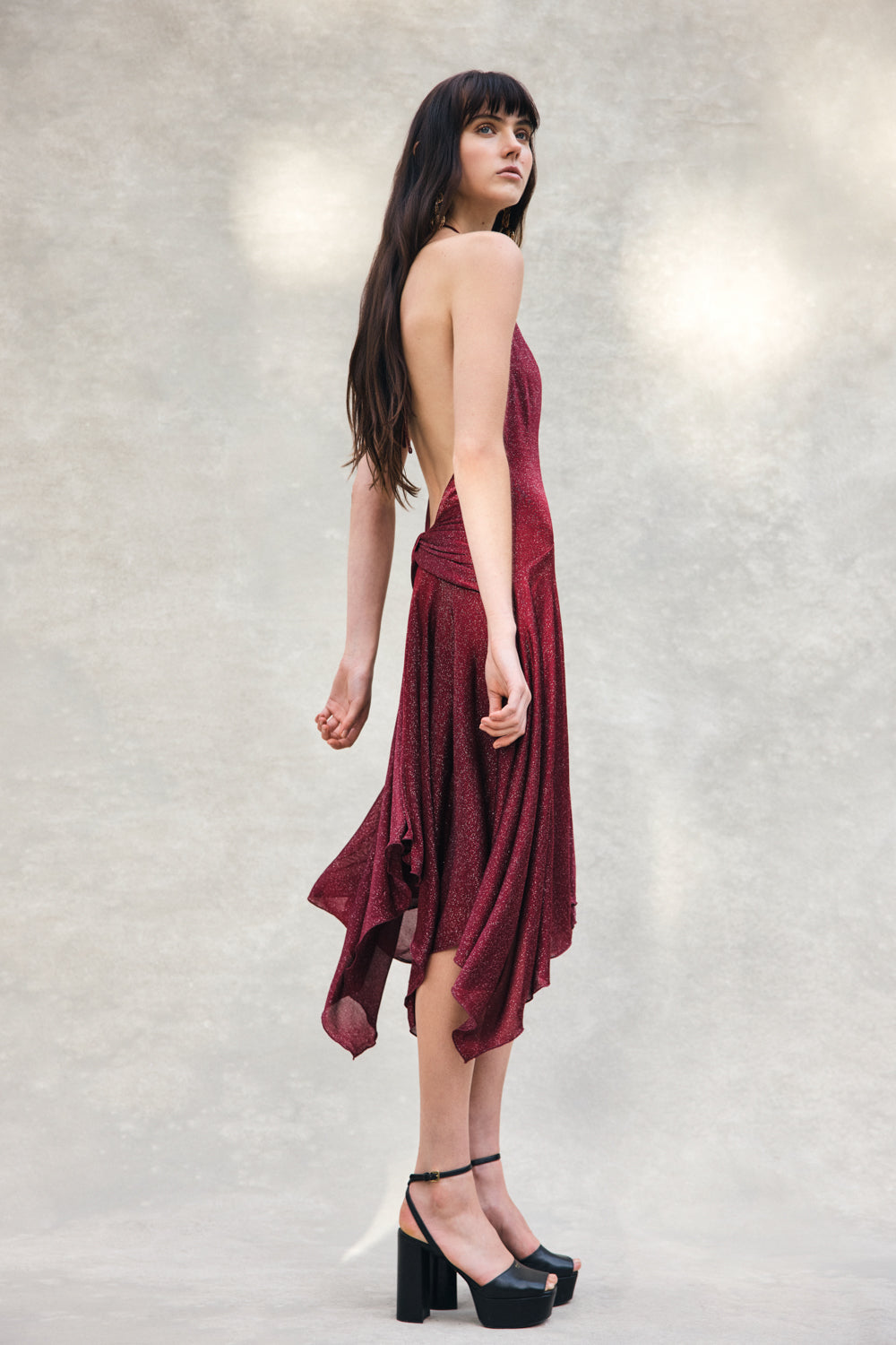 Hankie Midi Dress - Wine