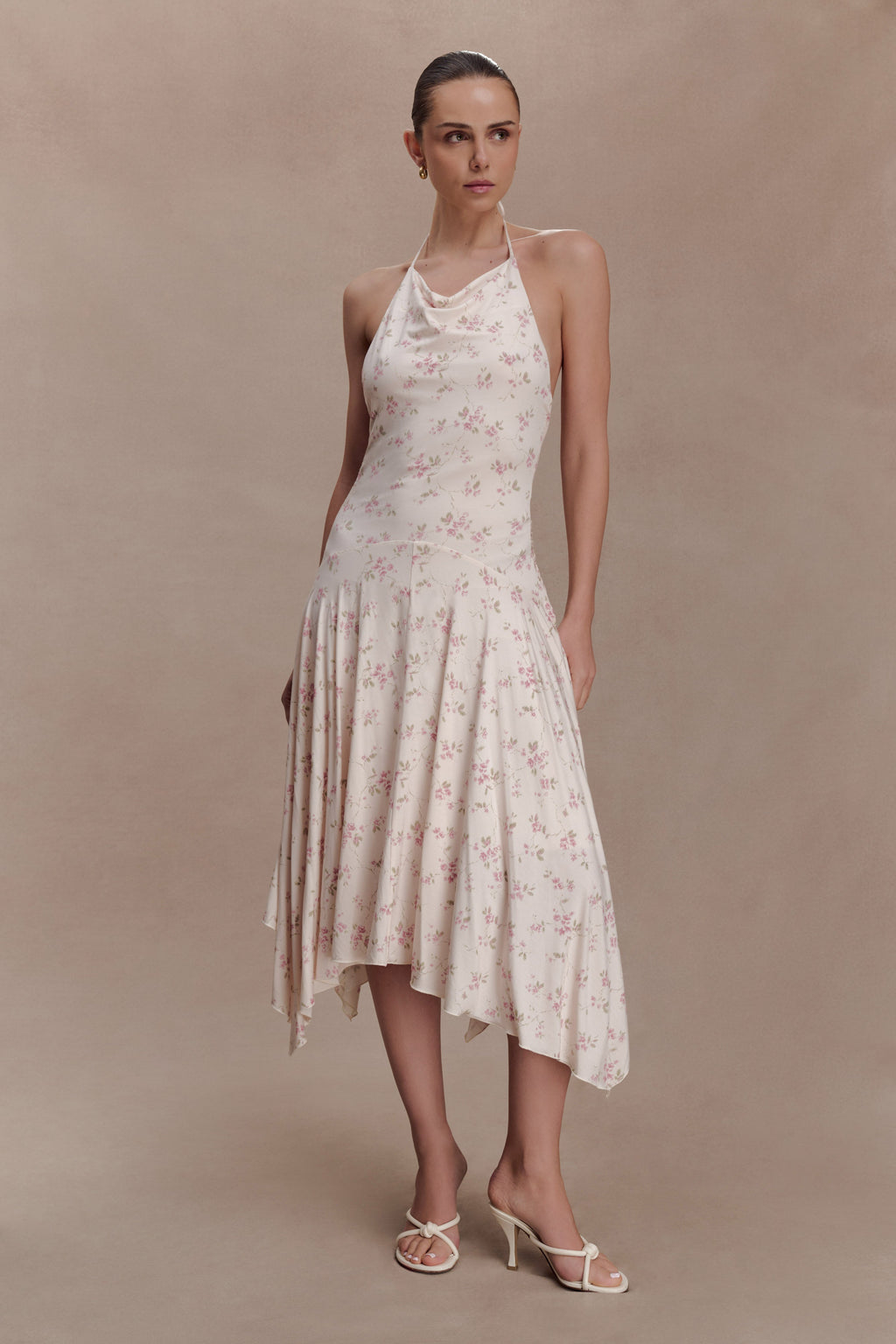 Modal Hankie Midi Dress - Floral Ditsy Print